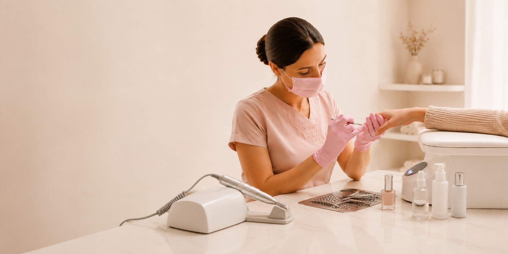 A KOVA nail technician at work