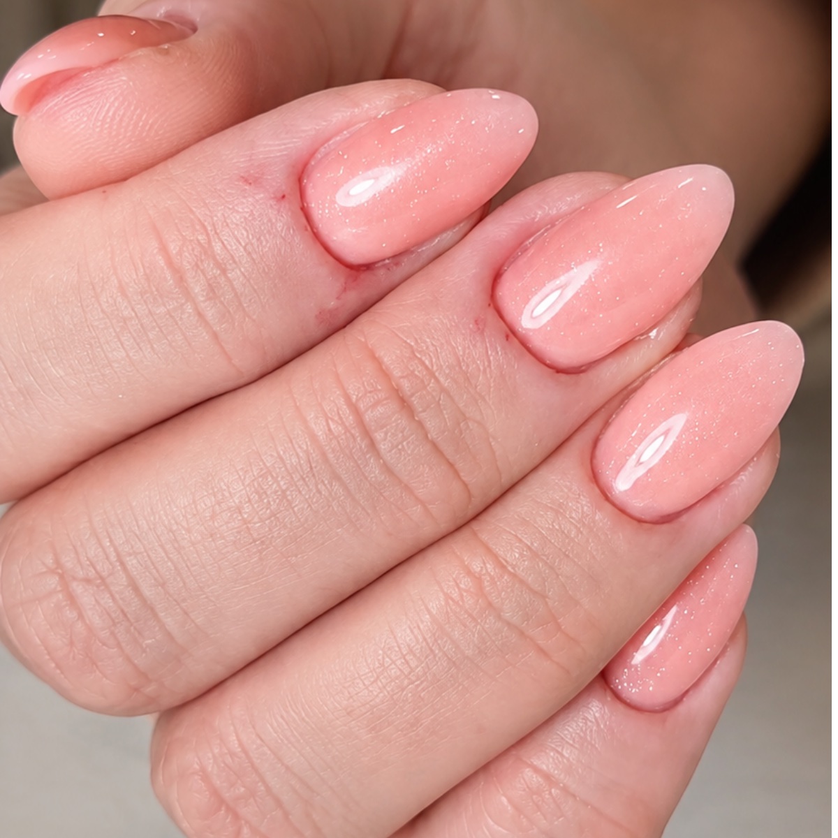 Smooth, shaped nails after one e-file correction