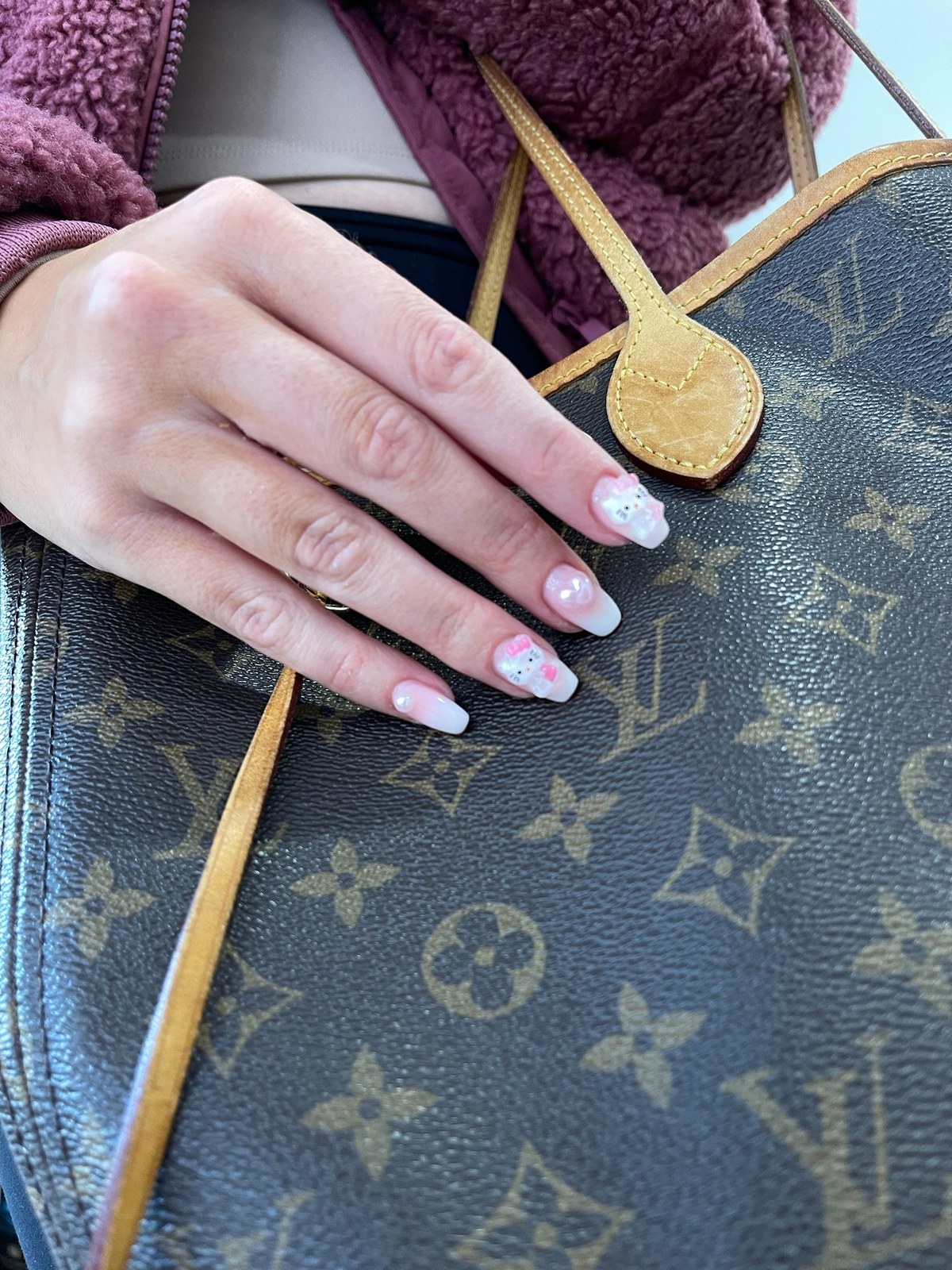 Milky white glossy manicure