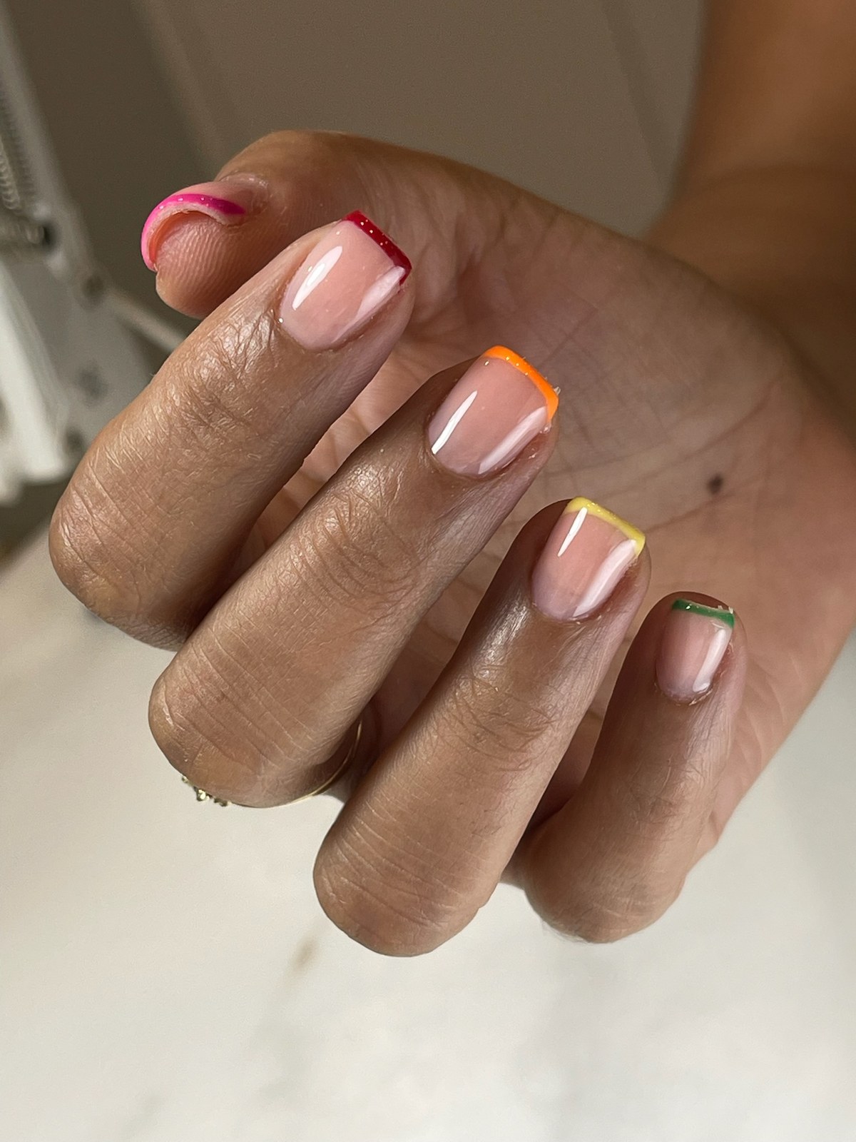 Rainbow mini french-tip nail art