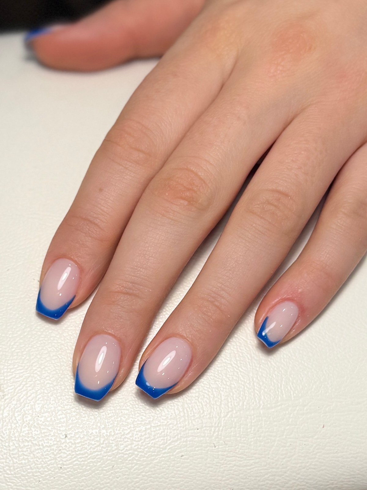 Blue french tip color-block nail art
