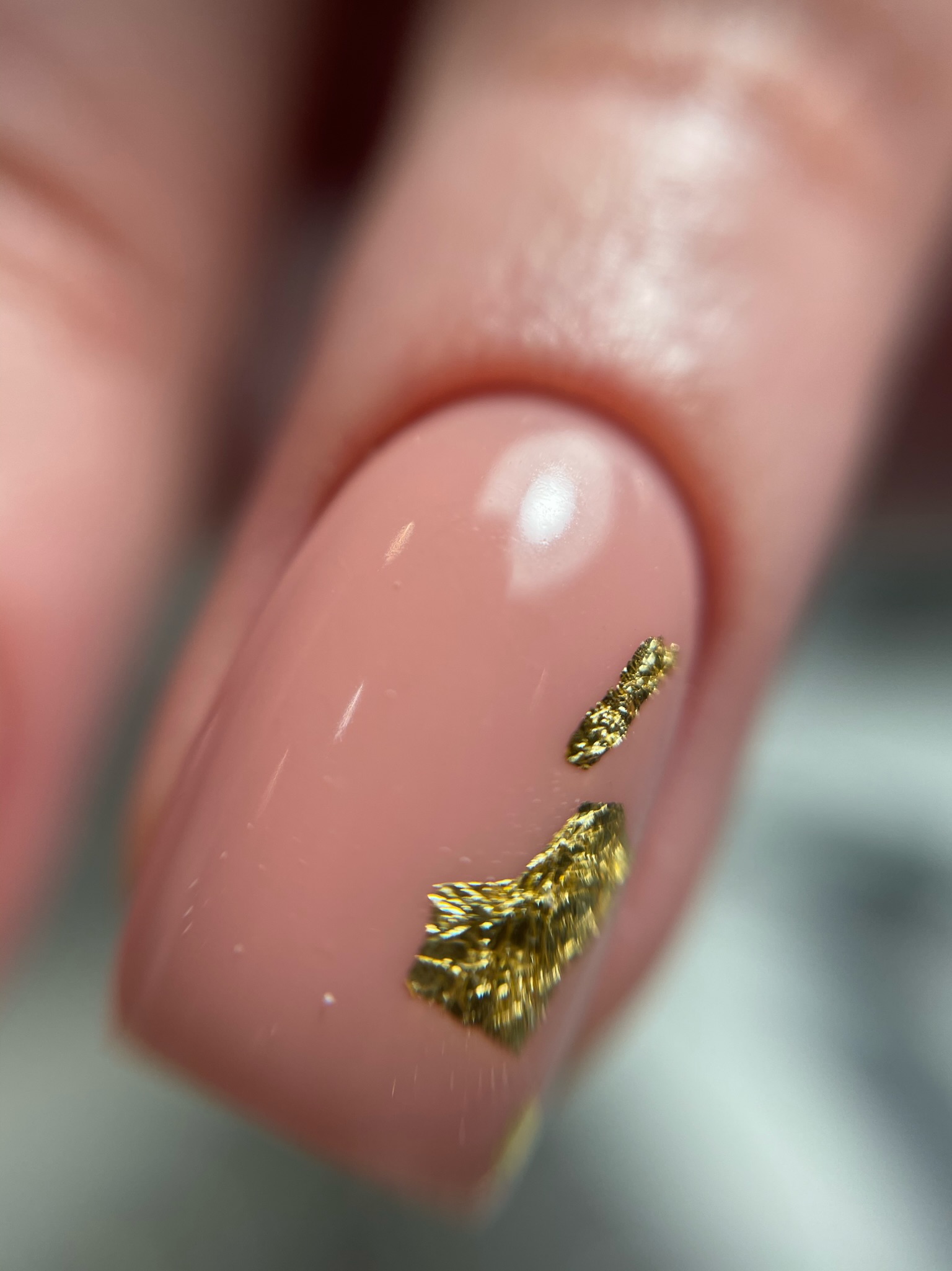 Gold foil nail art detail
