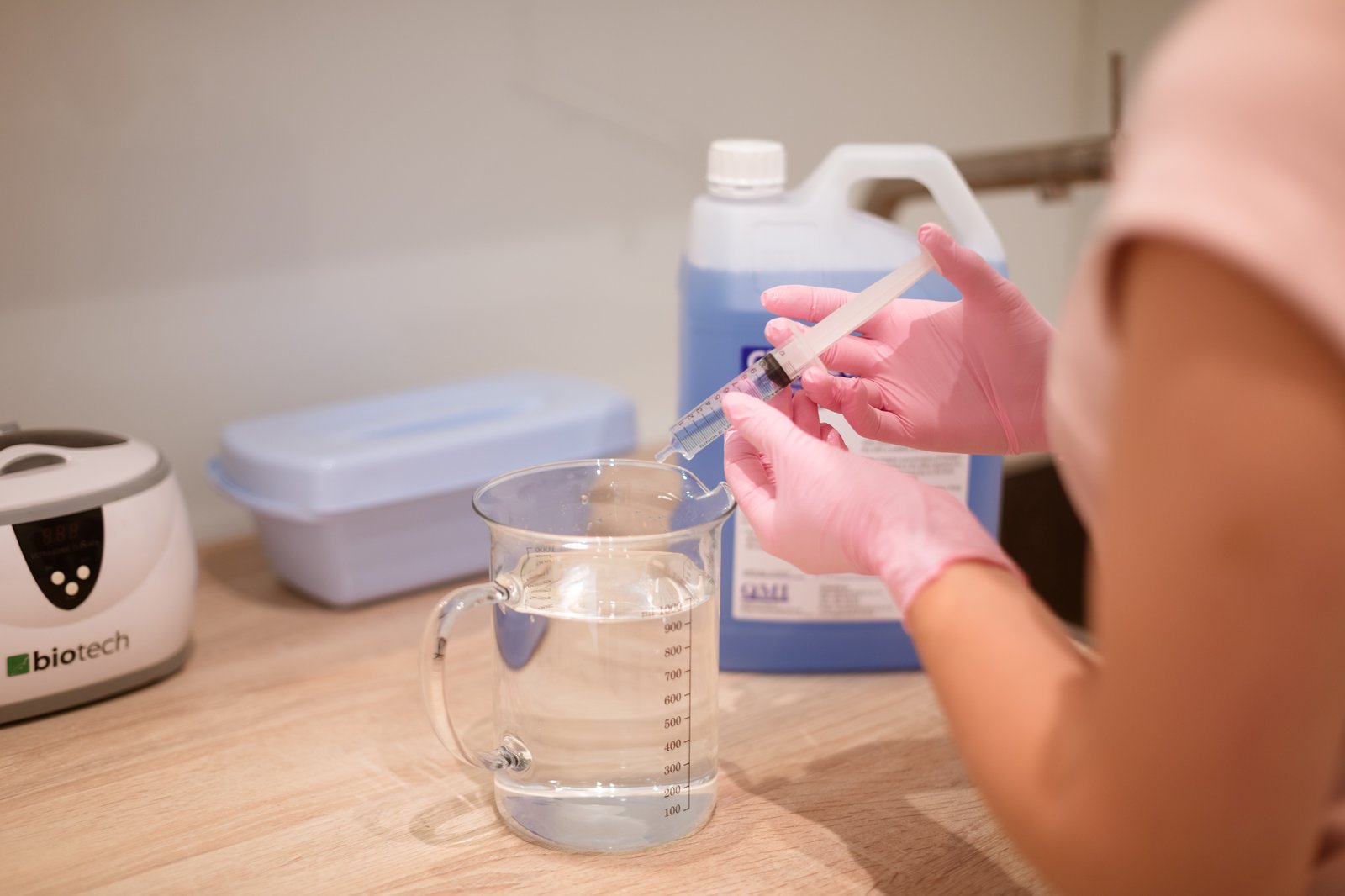 Preparing hospital-grade disinfectant solution