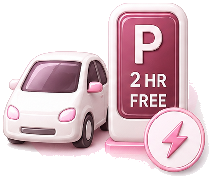 Free 2 hour parking with EV charging